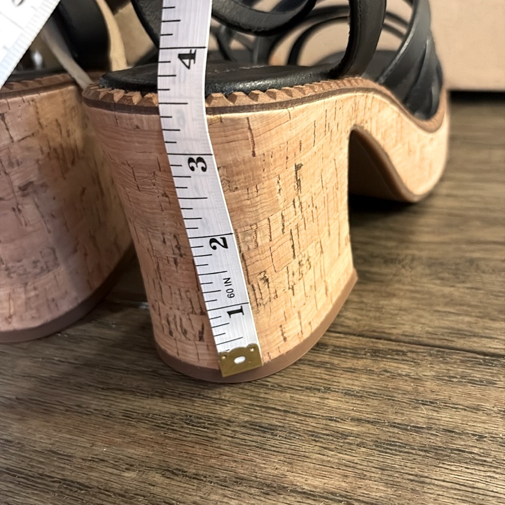❌SOLD❌ NIB [Lucky] Taiza Black Strappy Leather Heel Platform Sandals Women’s 8.5 - Picture 12 of 16